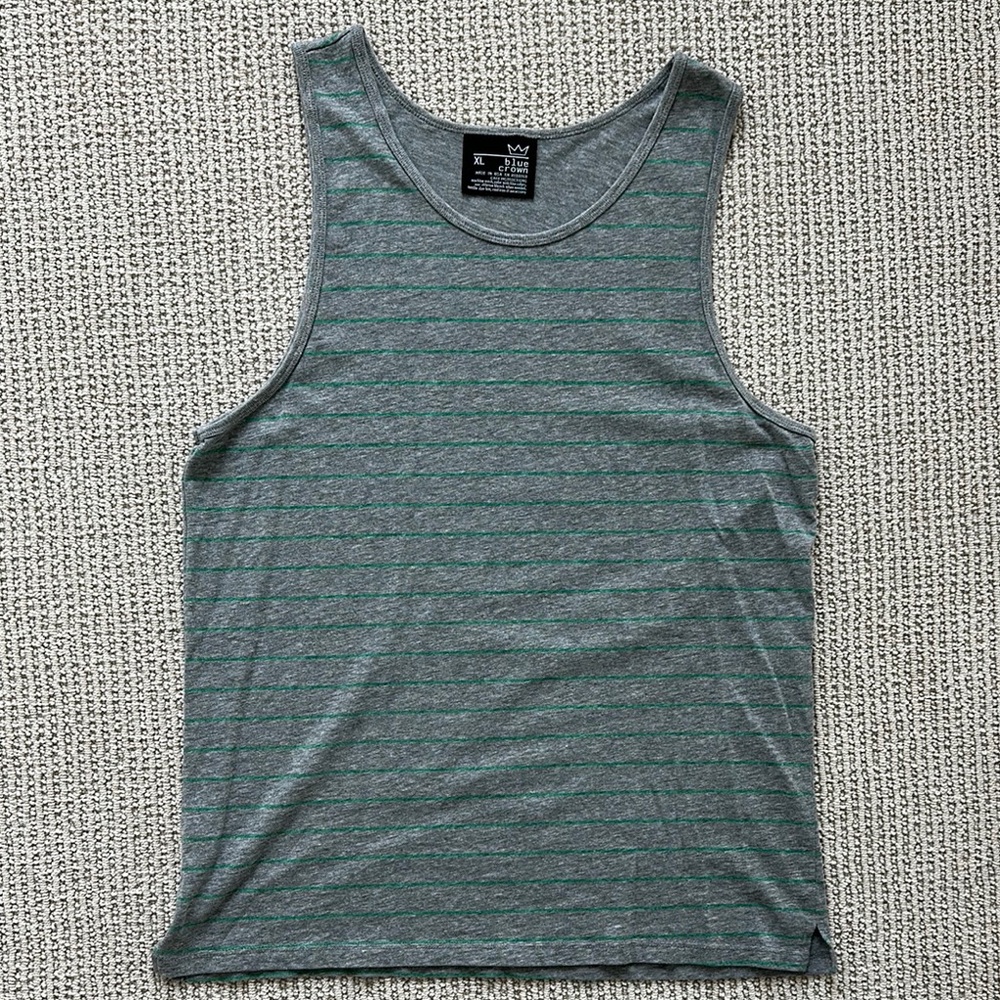 Men's Gray Striped Tank Top